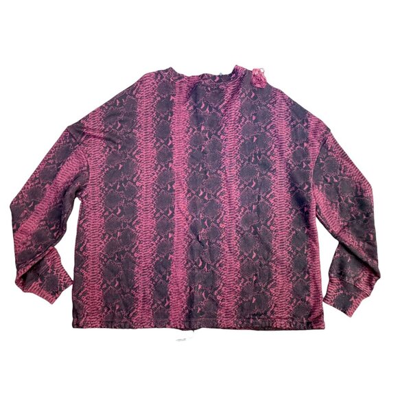 N:Philanthropy Women M Olympia Distressed Sweatshirt Burgundy Snake Print NWT - Picture 5 of 7